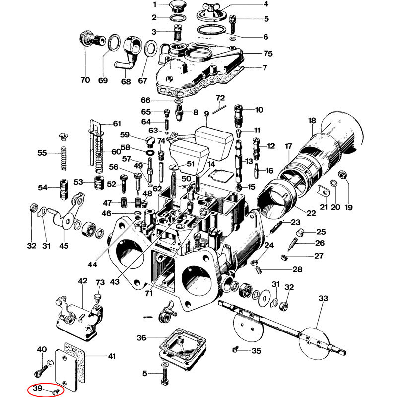 Parafuso da placa de inspeção traseira Desenho Weber 39Array