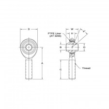 Junta esférica de competição macho Aurora 5/8" Rosca 3/4" Olho
