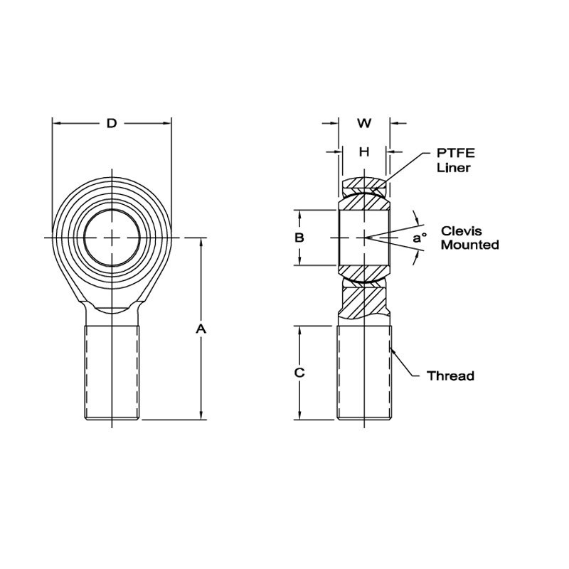 Aurora Competition Ball Joint Macho Esquerda Passo 5/16" OlhoArray