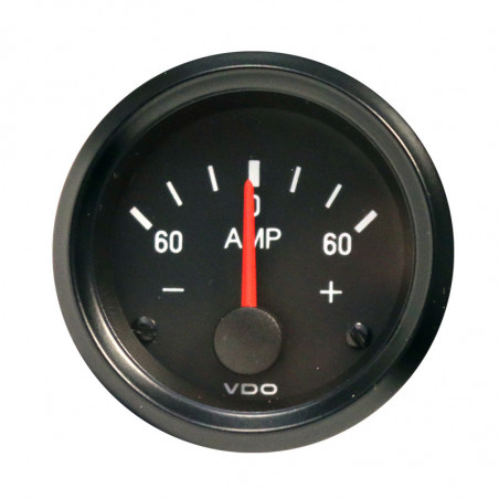 Amperà­metro 60A VDO Cockpit International Fondo Negro Diametro 52mm