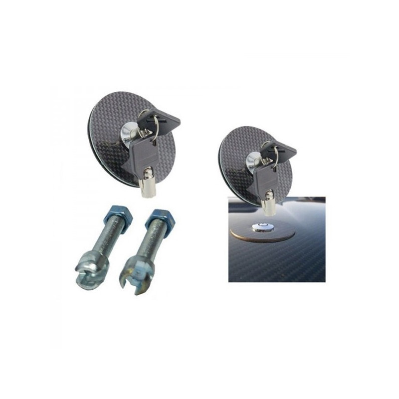 Fechadura da tampa do compartimento do motor com chave de efeito carbono (EL PAR)Array