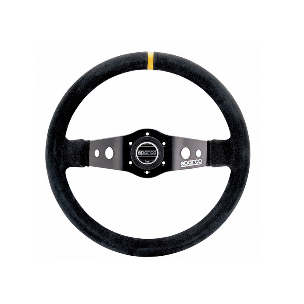 Volante Sparco R215 em pele de camurça pretaArray