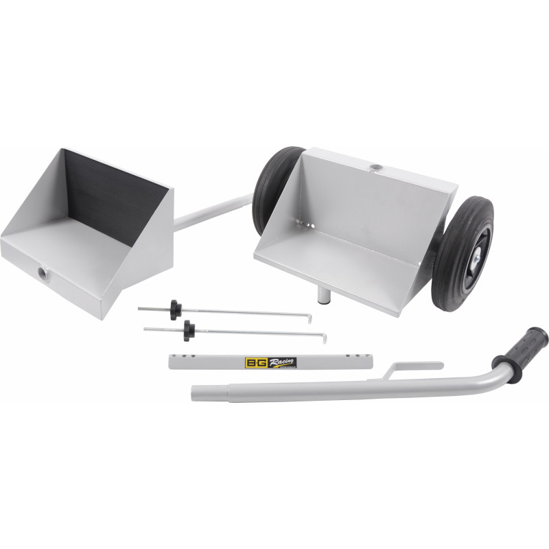 Carro de bateria com tabuleiro duplo, acabamento em pintura epóxi cinzentaArray