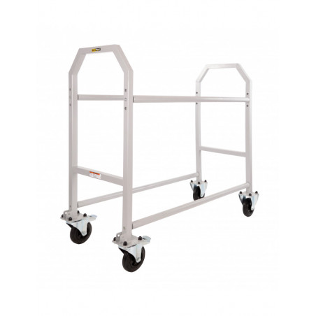 Carrinho para pneus, aço revestido a pó cinzento, braços ajustáveis 1,6 m, rodízios bloqueáveis