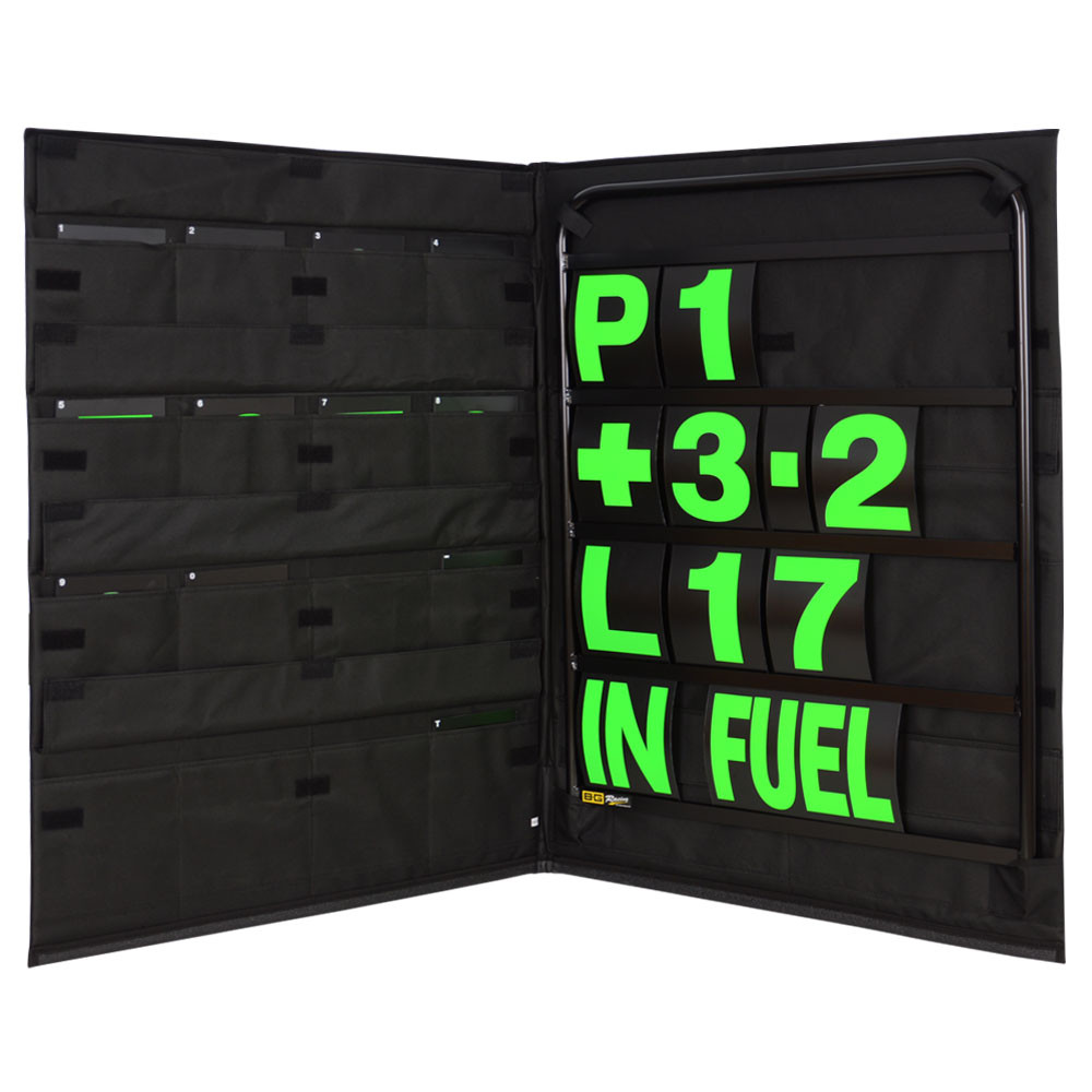 Kit de painéis em alumínio preto com números verdes e saco organizador de corrida - GT2i EuropeArray
