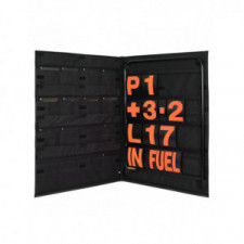 Kit pizarra aluminio negro con cifras naranjas y bolsa de almacenaje