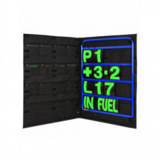 Kit pizarra aluminio azul con cifras verdes y bolsa de almacenaje