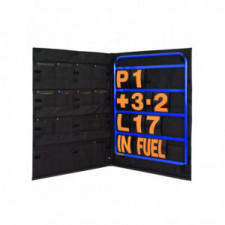 Kit pizarra aluminio azul con cifras naranjas y bolsa de almacenaje