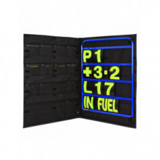 Kit de quadro negro em alumínio azul com números amarelos e saco de arrumação