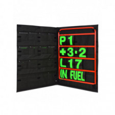 Kit pizarra aluminio rojo con cifras verdes y bolsa de almacenaje