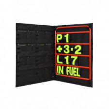 Kit pizarra aluminio rojo con cifras amarillos y bolsa de almacenaje