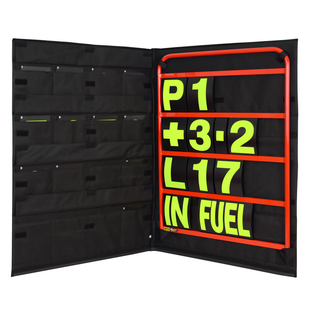Panel de señalización aluminio rojo con cifras amarillas y bolsa organizadora - GT2i EspañaArray