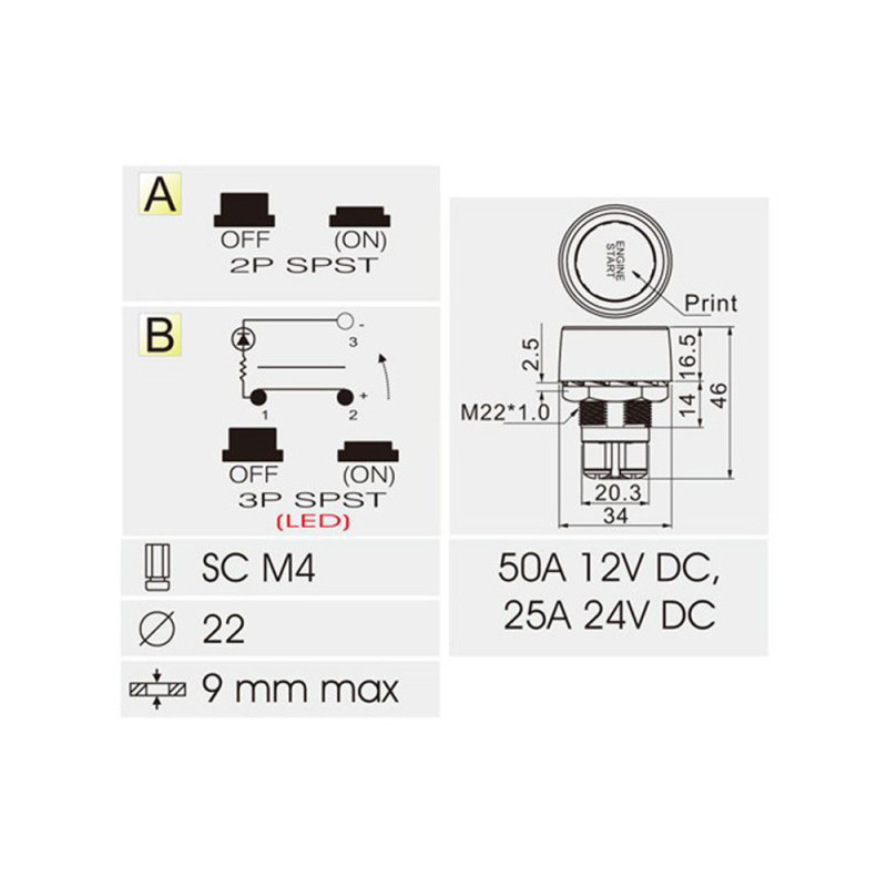 Pulsador / Interruptor para Arranque MotorArray