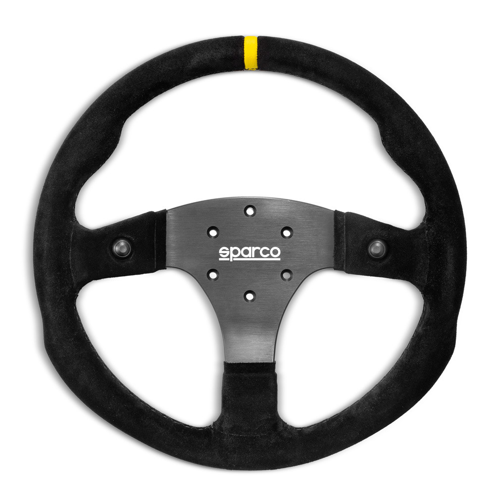 Volante Sparco R350B em pele acamurçada com botões de pressãoArray