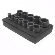 Juego de vasos cortos 3/8" KIELDER 12 piezas métricas (7, 8, 10, 11, 12, 13, 14, 15, 16, 17, 18 y 19 mm)