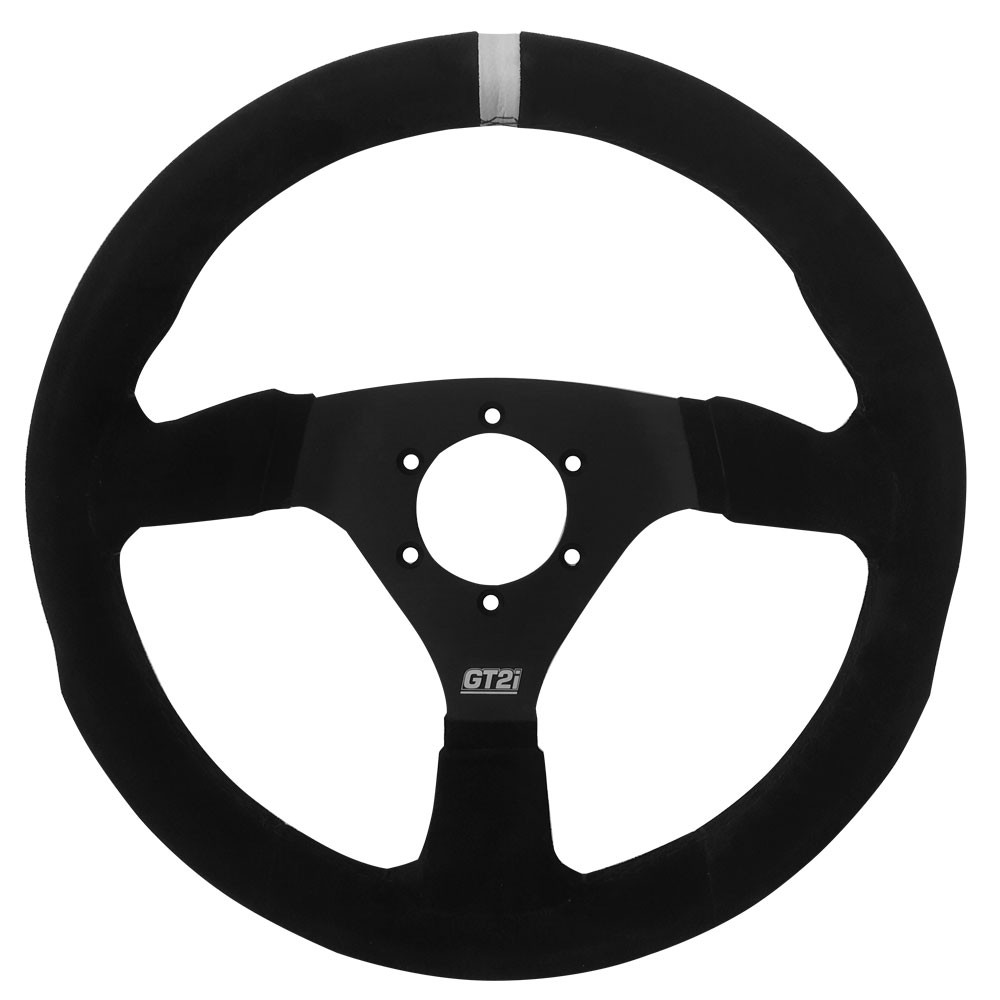 Volante GT2i Pro 330mm plano preto/verso em pele pretaArray