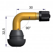 Válvula tubeless curvada a 90°