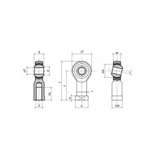 Rótula Reforzada Rodobal SE hembra Paso Derecha 16mm / 2mm