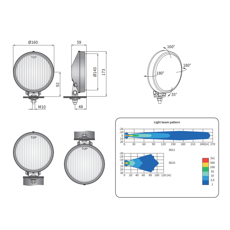 Faro tipo histórico cristal amarillo Ø160mm Cromado (unidad)Array