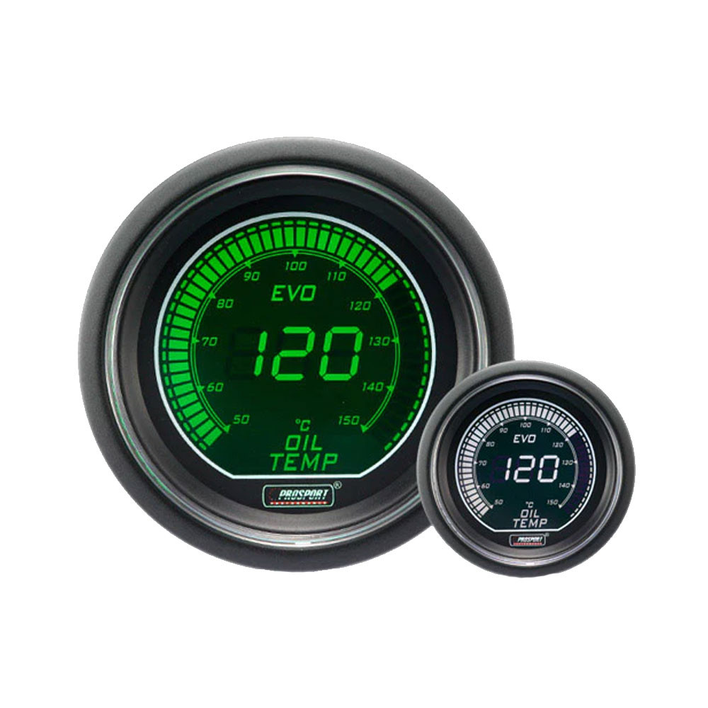 Medidor de pressão digital Pro-Sport Temperatura do óleo 52mm150°C Verde/brancoArray
