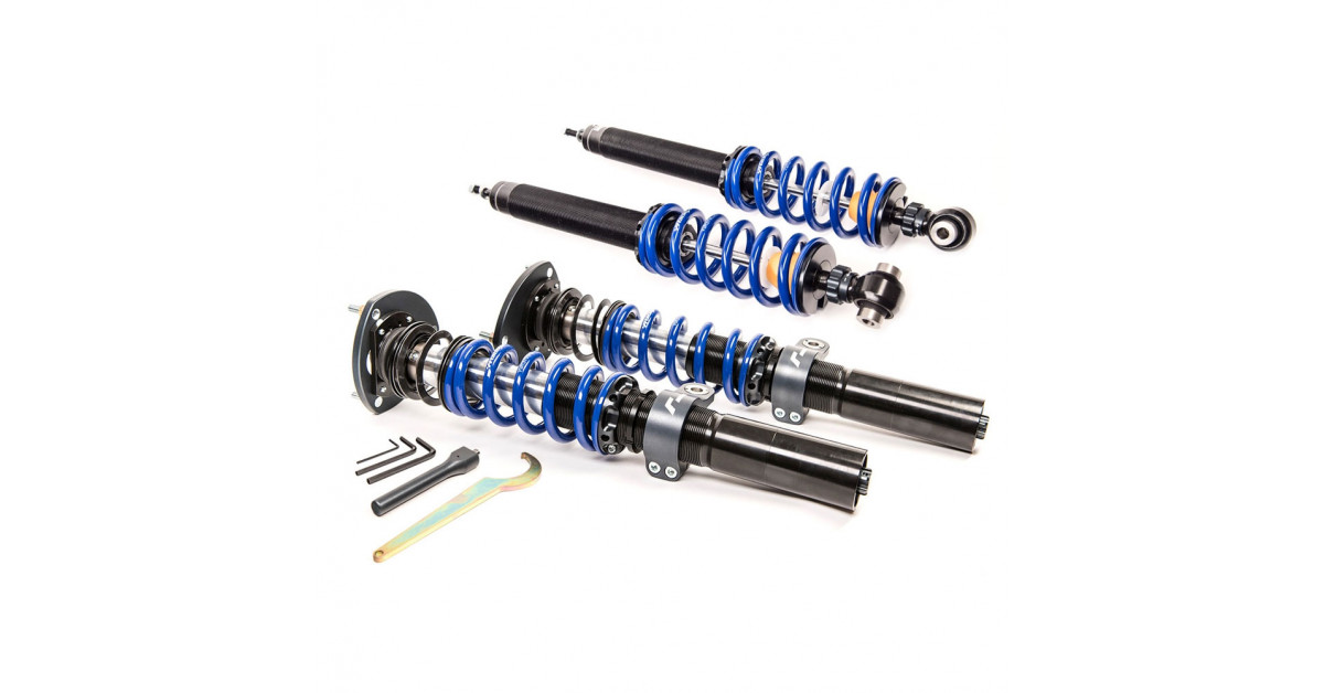 VWR - Kit suspensión roscada 2 vías uso Circuitoo - Placas superiores ajustables - Bastidor MQB: Golf 7, A3/S3 8V, Leon 3, Octav