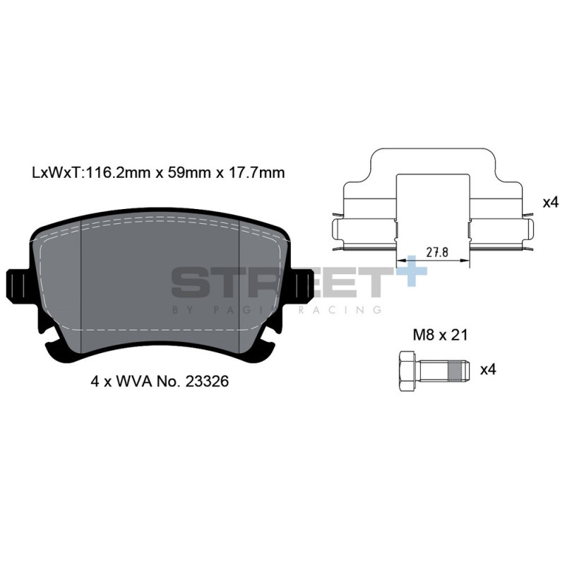 Pastilhas de travão Pagid T8027 Street+Array