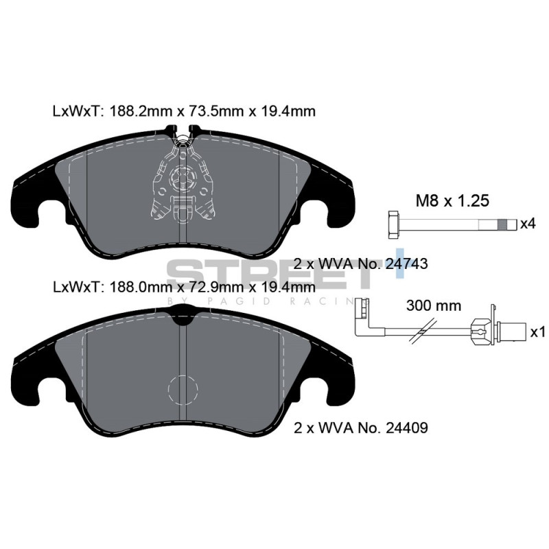 Pastillas de freno Pagid T8093 Street+Array