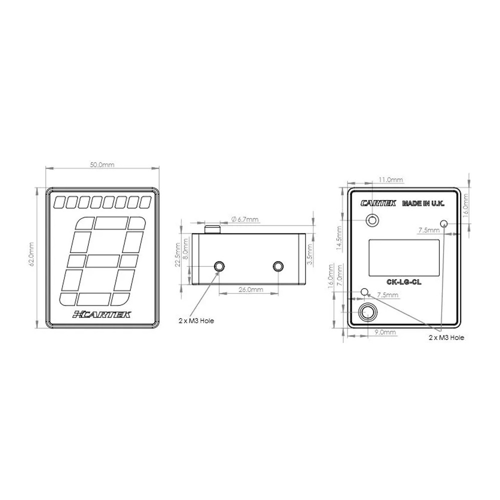 Indicador digital de mudança de velocidades Cartek + luz de mudança de velocidades (Club)Array