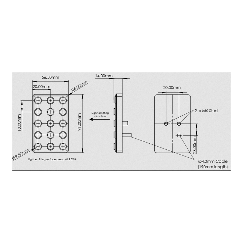 Luz de chuva LED Cartek FIA 8874-2019 retangular (estática+4HZ)Array