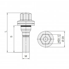 Tornillo GT2i Citroën / Peugeot Plano 12x125mm longitud 56mm