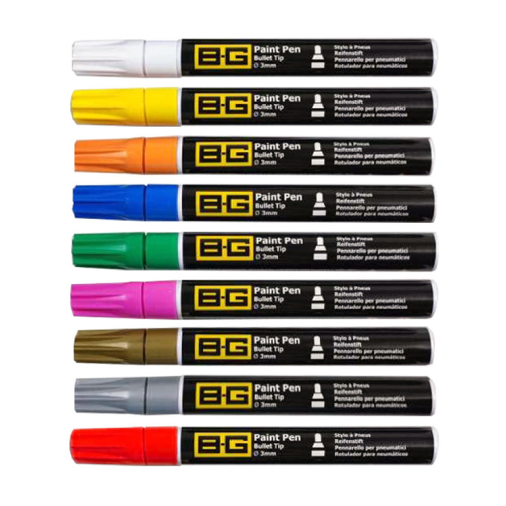 Embalagem de marcadores de pneus BG-Racing diâmetro 3mm - 6mL - 9 coresArray