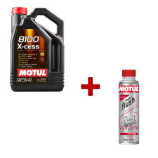 Embalagem de drenagem de óleo Motul 8100 X-cess 5w40 + limpador de motor gratuito Embalagem de drenagem de óleo Motul 8100 X-cess 5w40 + limpador de motor gratuito