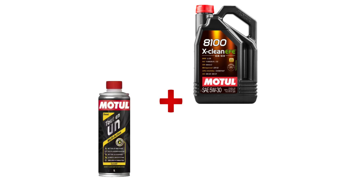 Motul 8100 X-clean EFE verificação técnica + pacote de produtos de limpeza para motores diesel disponível Motul 8100 X-clean EFE verificação técnica + pacote de produtos de limpeza para motores diesel disponível