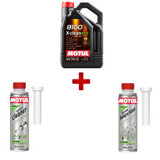 Pack manutención Motul aceite 8100 X-clean EFE + limpiador inyector + manutención inyección gasolina