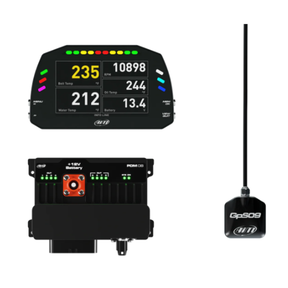 Kit de registrador de datos AIM PDM 8 con pantalla Race de 5Array