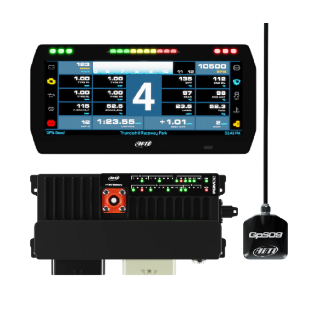 Kit de registador de dados AIM PDM 32 com ecrã de competição de 10".Array