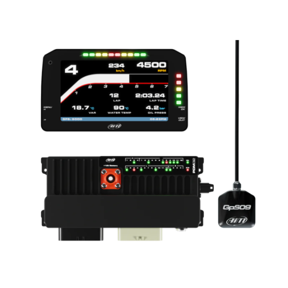 Kit de registrador de datos AIM PDM 32 con pantalla Race de 6Array