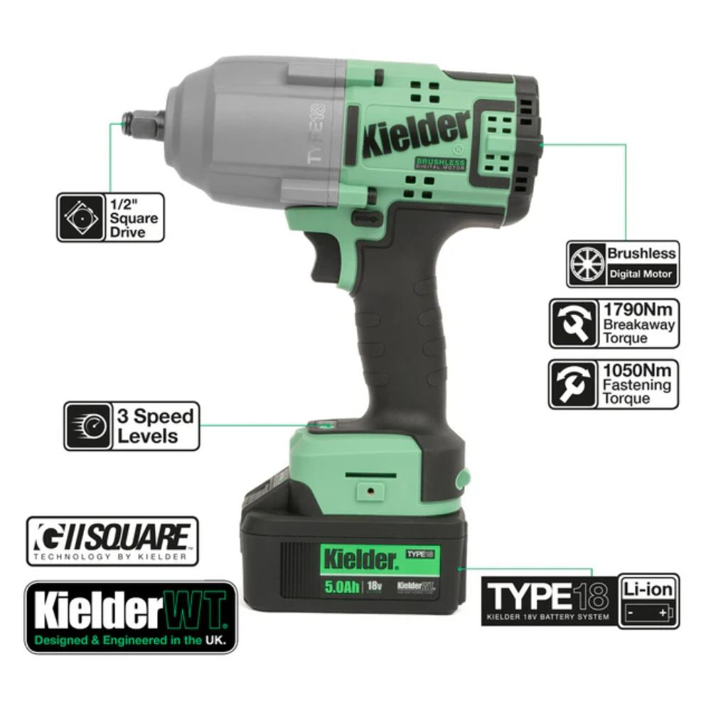 Pistolas de impacto dúo KIELDER 1/2 1790Nm y 3/8 340Nm (2x5.0Ah)Array