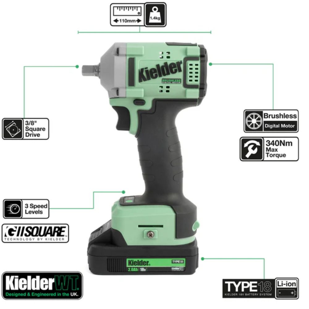 Pistolas de impacto duplas KIELDER 1/2 1790Nm e 3/8 340Nm (2x5.0Ah)Array