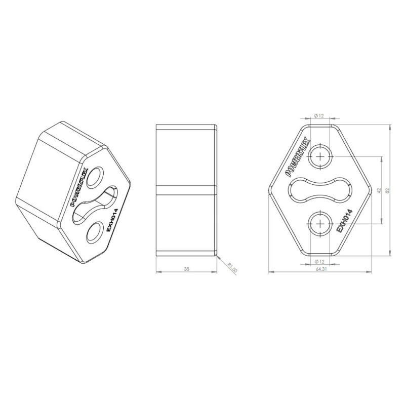 Silent-block Powerflex Black soporte de escape universalArray
