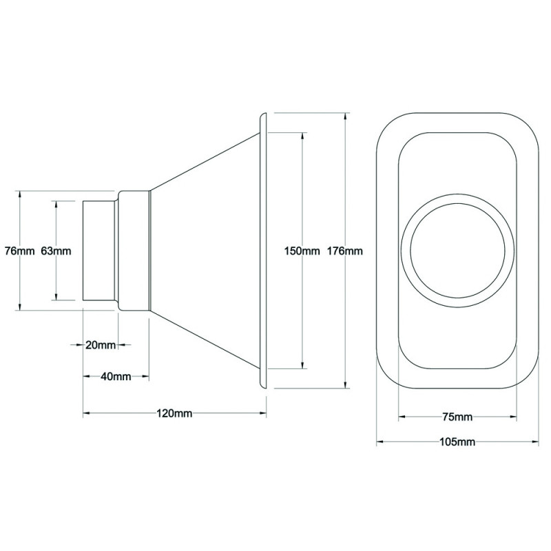 Toma de Aire Rectangular Revotec 150X75mmArray