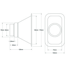Entrada de ar retangular Revotec 150X75mm