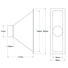 Entrada de ar retangular Revotec 190X45mm
