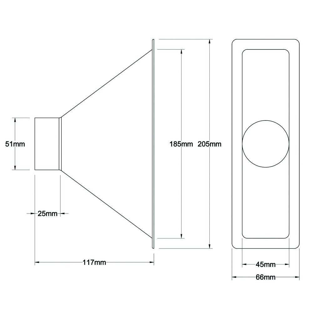 Entrada de ar retangular Revotec 190X45mmArray