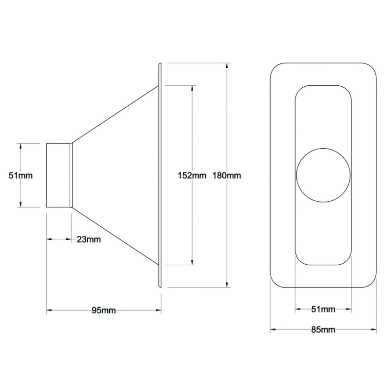Entrada de ar retangular Revotec 152X51mmArray