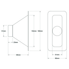 Entrada de ar retangular Revotec 152X51mm