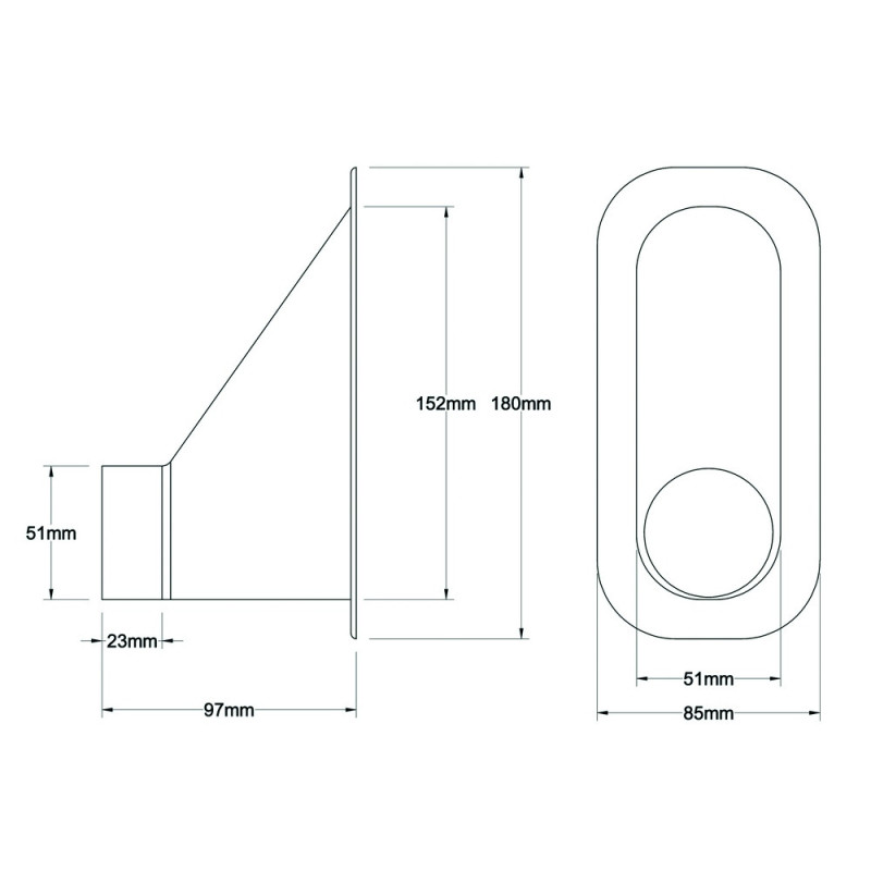 Admissão de ar retangular Revotec 152X51mm entrada deslocadaArray