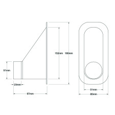 Admissão de ar retangular Revotec 152X51mm entrada deslocada