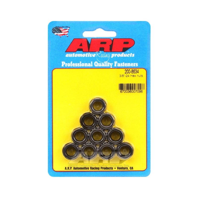 Pacote de porcas ARP (10) 3/8-24 - Hexagonal de óxido pretoArray