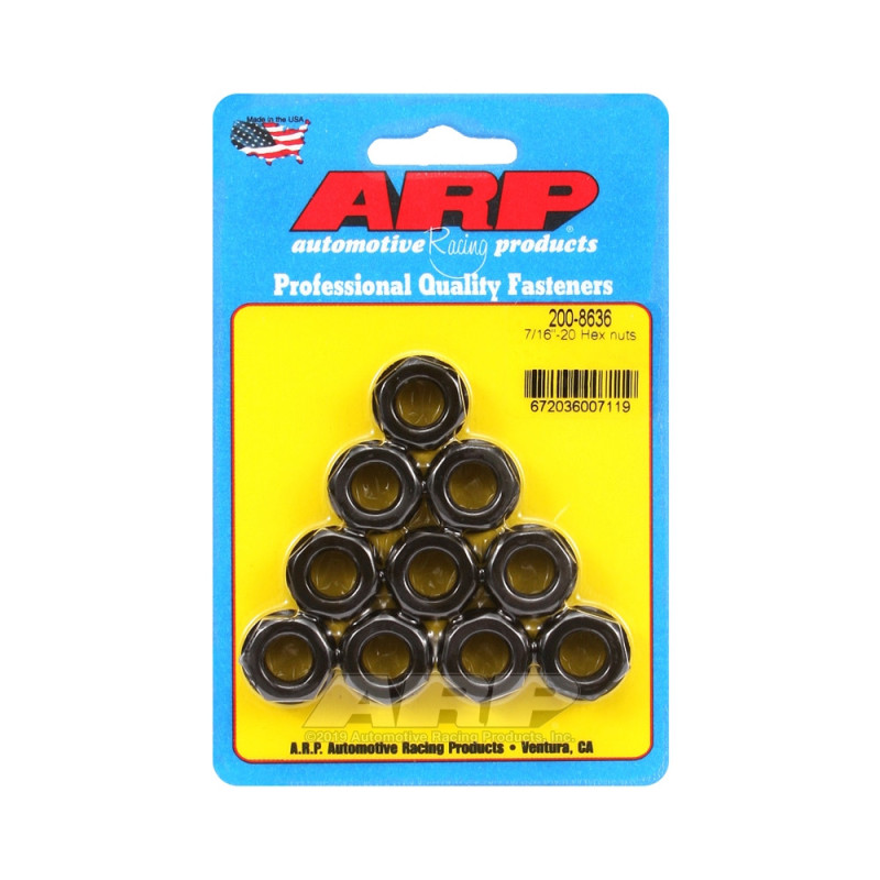 Pacote de porcas ARP (10) 7/16-20 - Black Oxyde Hex.Array